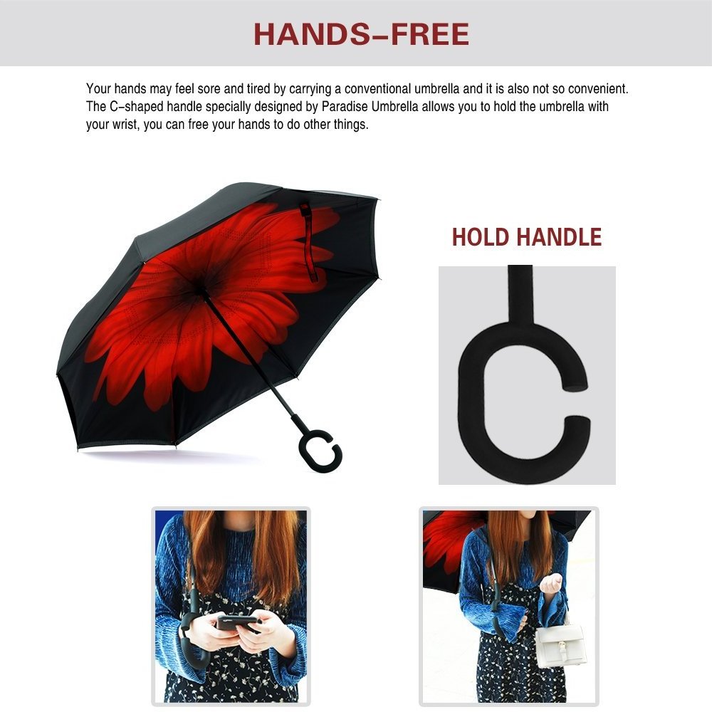 Wholesale Inverted Reverse Umbrella with C-Shaped Handle inverse umbrellas Anti-UV Waterproof Windproof Custom Logo pattern