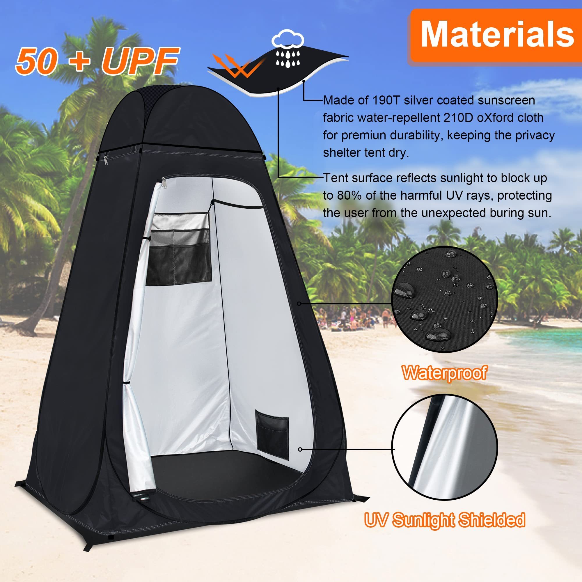 Pop-Up Camping  Shower Tent Portable Toilet Tent Outdoor Bathroom Changing Dressing Room for Hiking Beach Picnic Fishing