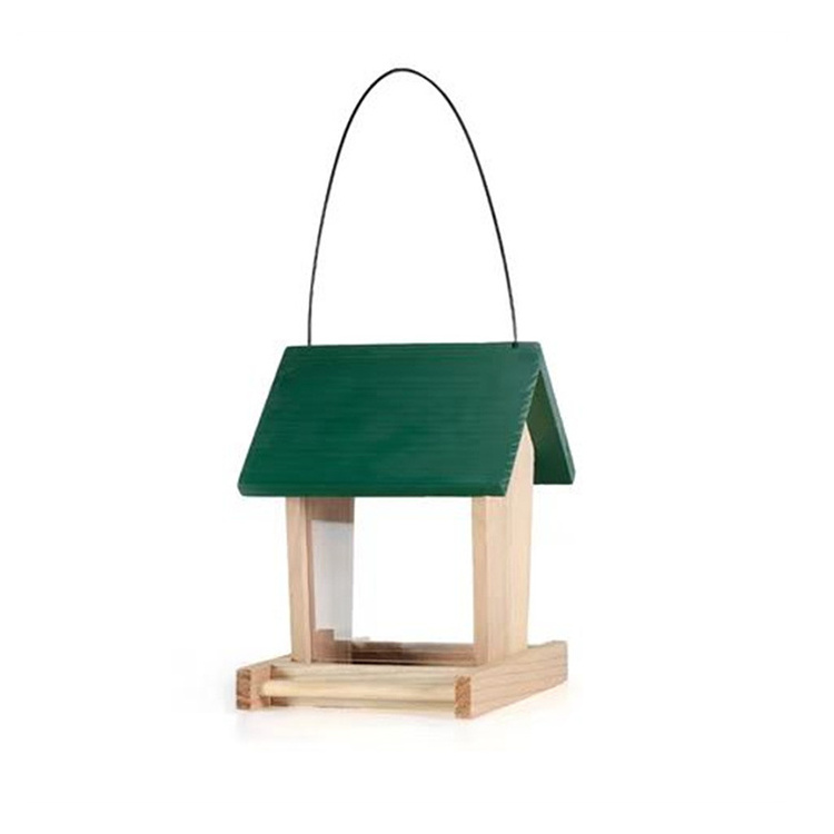 Cheap Small Wooden Hanging Bird Feeder 8-Inch Build-In Garden Wild Birds Feeding Table