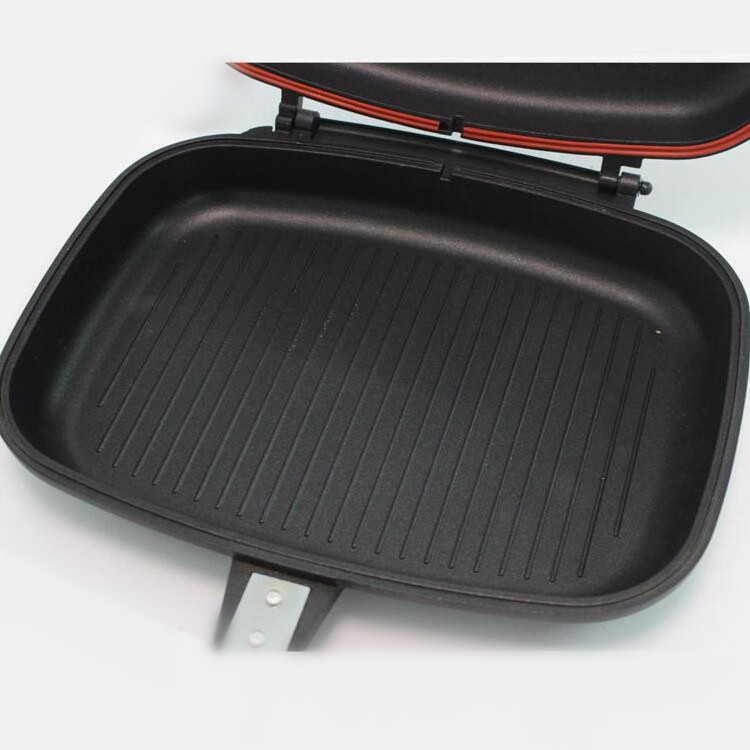 32cm 36cm aluminum die cast double fry pan bbq grill pan double grill pan