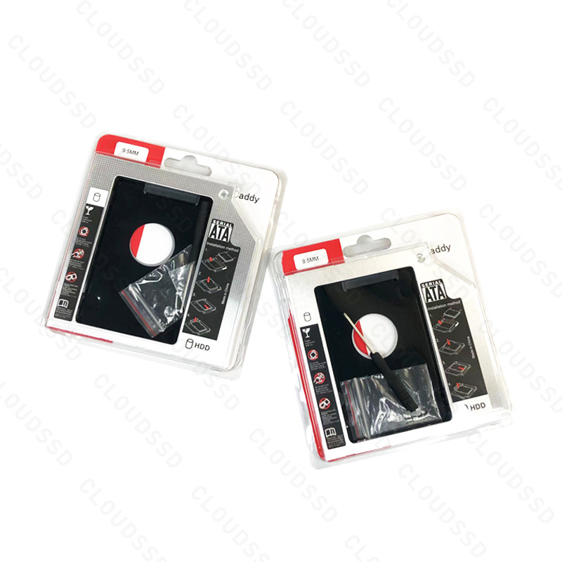 Wholesale 12.7mm HDD Caddy Aluminum SATA 3.0 2.5 inch SSD CD DVD to HDD Case Optibay Enclosure CD-ROM For HDD