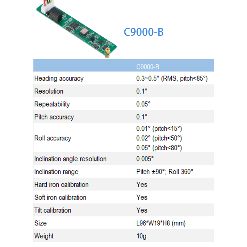 Three-axis fluxgate technology high-precision 6-axis full attitude electronic compass board