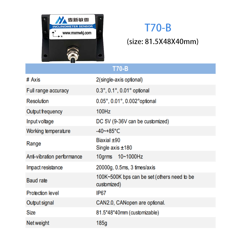 Industry Using Inclinometer Tilt Angle Sensor With High Speed Response Tilt Switch Sensor