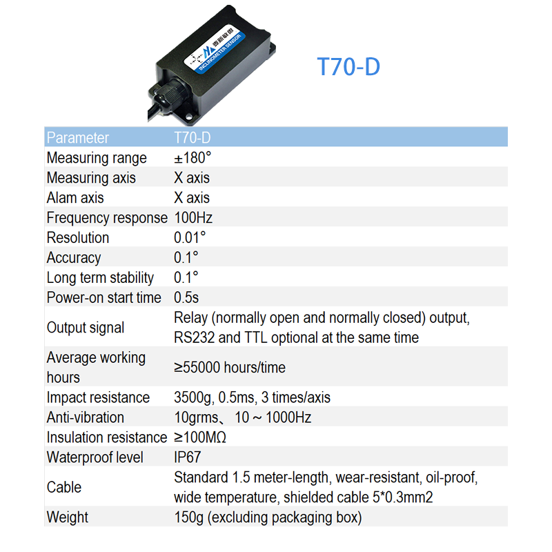 RELAY OUTPUT TYPE SINGLE-AXIS DUAL-WAY TILT SWITCH