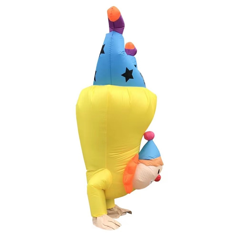 Adult Inflatable Handstand Circus Clown Cosplay Blow-up Mascot Halloween Carnival Party Costume