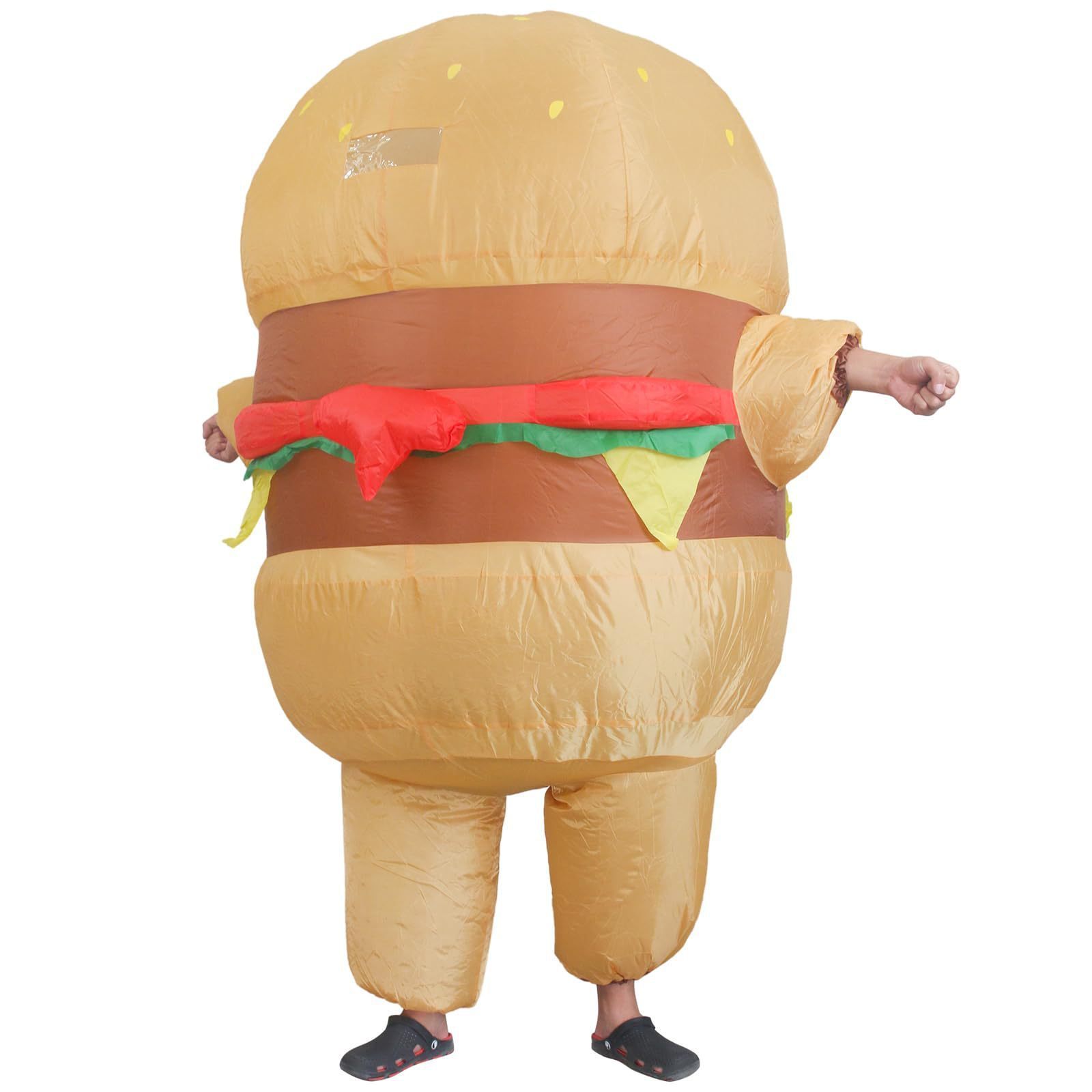 Adult Inflatable Giant Food Hamburger Man Cosplay Blow-up Suit Halloween Carnival Party Costume