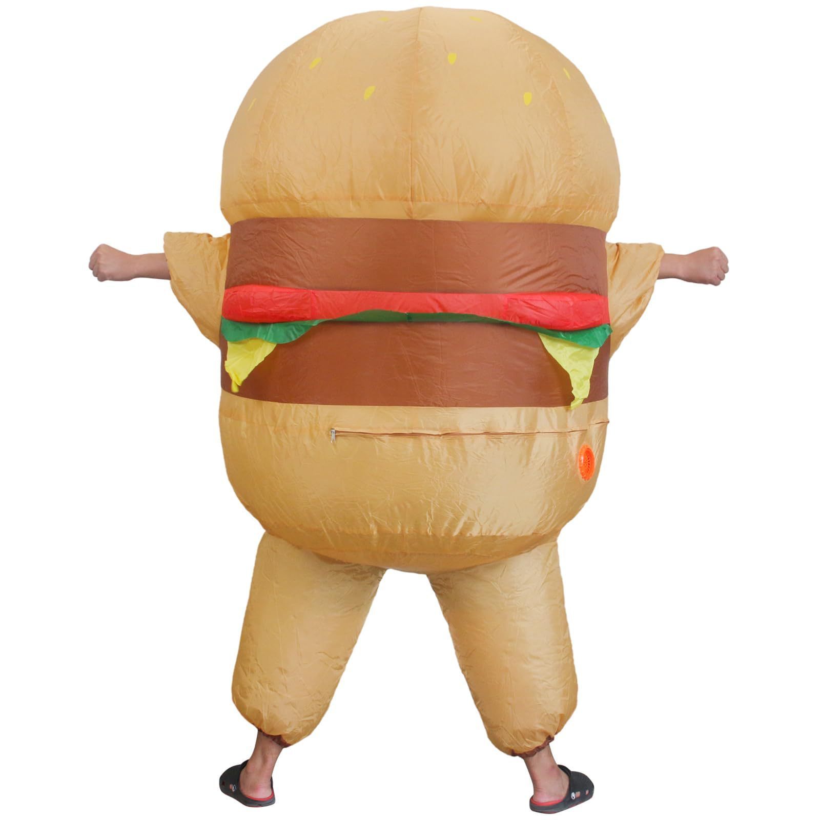 Adult Inflatable Giant Food Hamburger Man Cosplay Blow-up Suit Halloween Carnival Party Costume