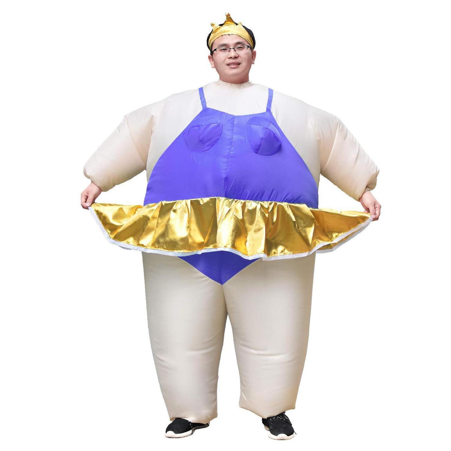 Adult Funny Inflatable Fat Ballet Dancer Sumo Wrestler Cosplay Blow-up Halloween Carnival Party Costume