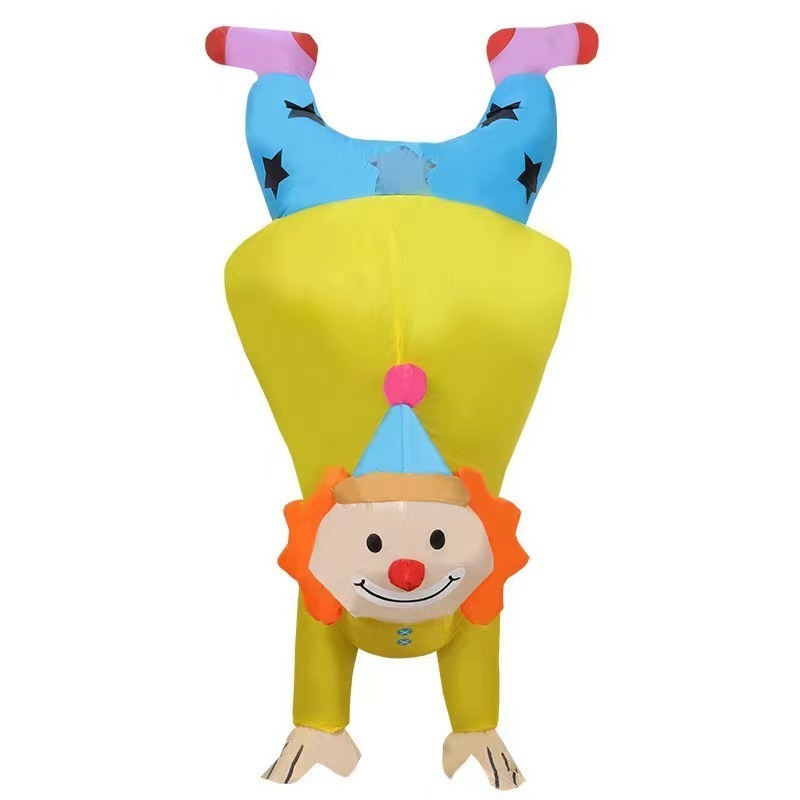 Adult Inflatable Handstand Circus Clown Cosplay Blow-up Mascot Halloween Carnival Party Costume