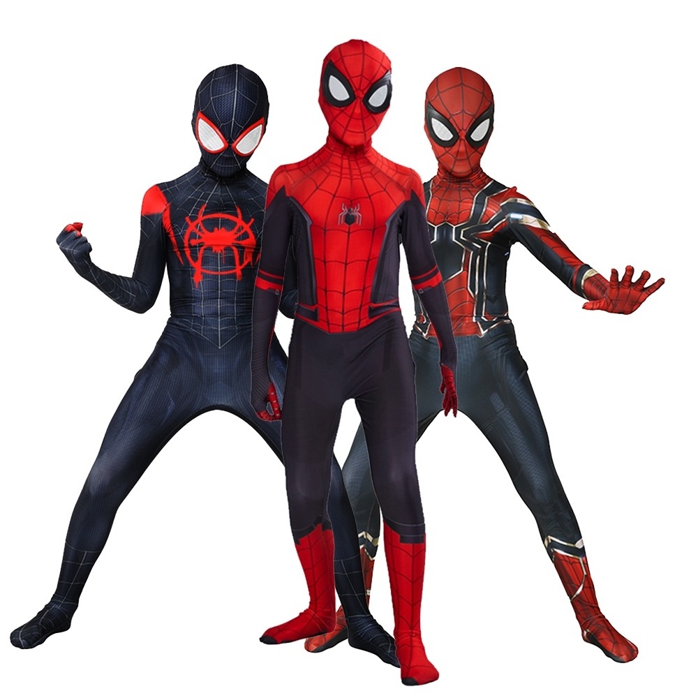 Kids Superhero Iron Black Spiderman Cosplay Zentai Jumpsuit Halloween Carnival Party Costumes