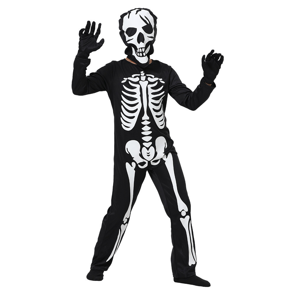 Child Unisex Halloween Zombie Skeleton Glow In The Dark Costume Cosplay Jumpsuit Kids Fancy Dress-up Theme Party Costumes