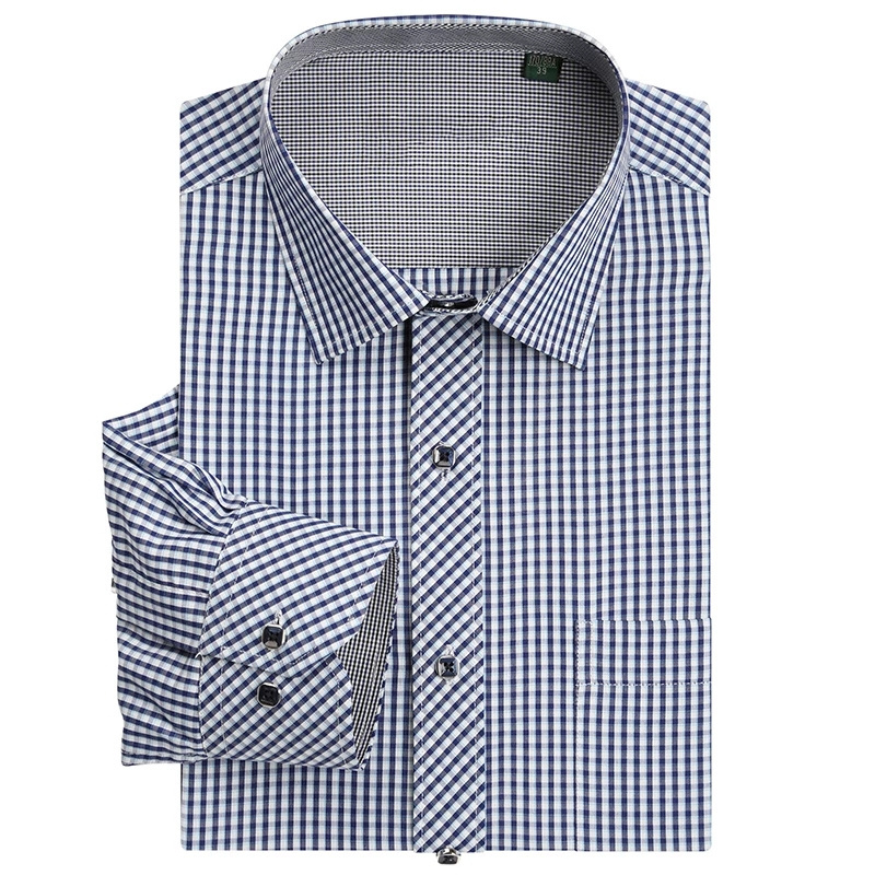 100% Cotton Plus Size High Quality Men's Plaid Checked Shirts Best Design Fashion Long Sleeve Shirts