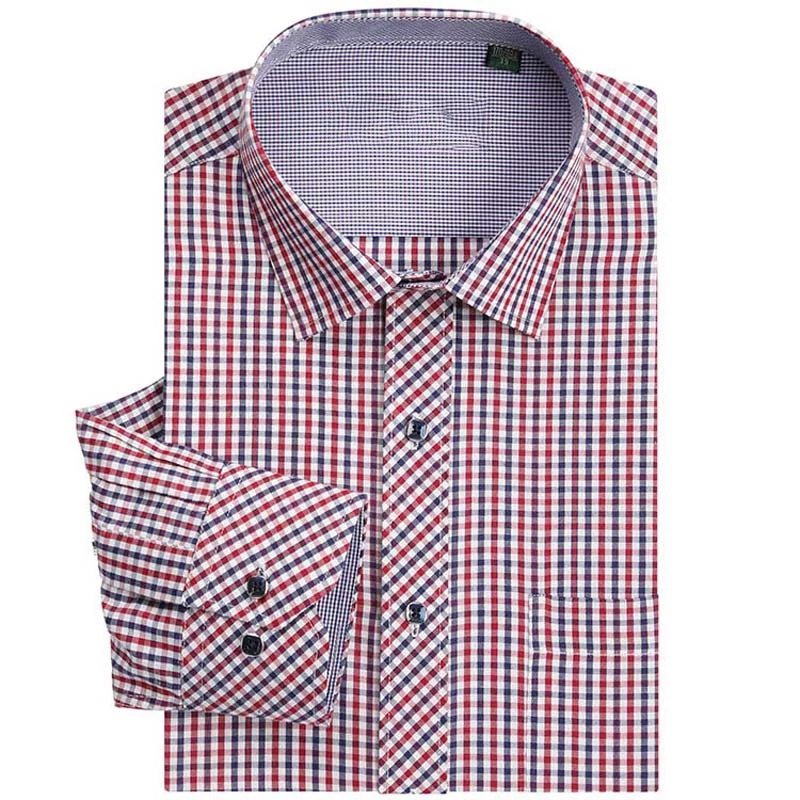 100% Cotton Plus Size High Quality Men's Plaid Checked Shirts Best Design Fashion Long Sleeve Shirts