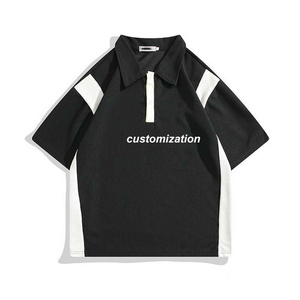 Wholesale Plaid Golf Polo T-Shirt Men Embroidery Logo Plus Size Color Block Knitted Polo Shirts