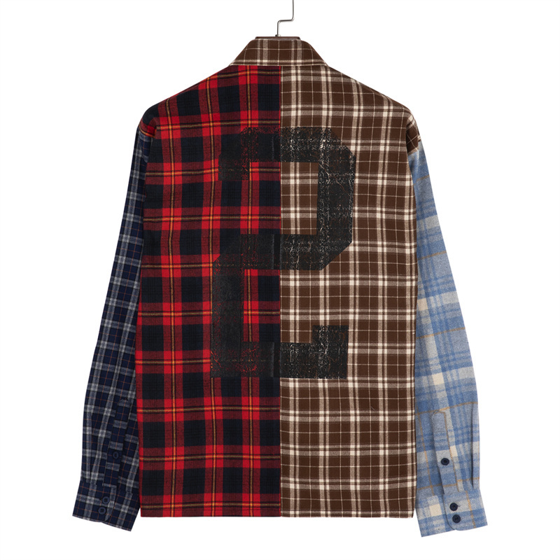 Wholesale Check Lattice Tartan Checkered Long Sleeve Shirt Men'S Casual Plaid Flannel Patchwork Button Down Shirt