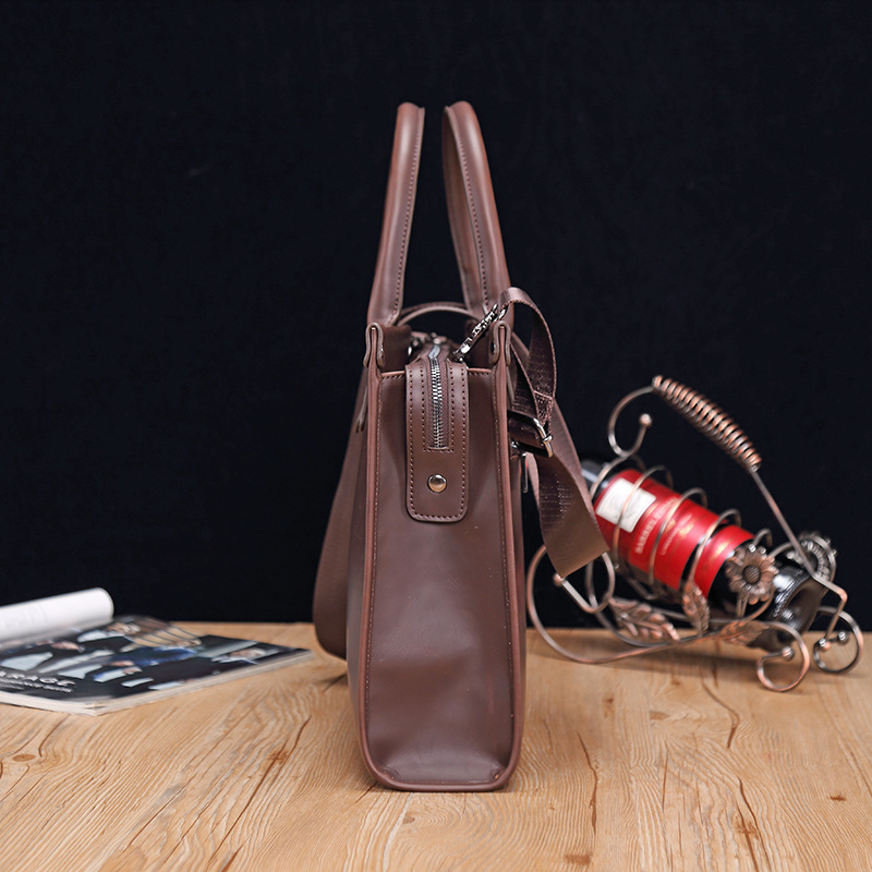 Vertical Fashion Retro Trend Crossbody Tote Men's Shoulder Bag Professional Business Document  Executive Briefcase