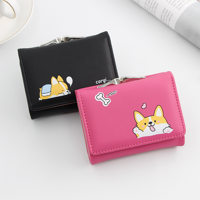 New Women's Purse Short Cartoon Puppy Purse Three Fold Coin Purse Cardholder Wallet Wallets for Women Female