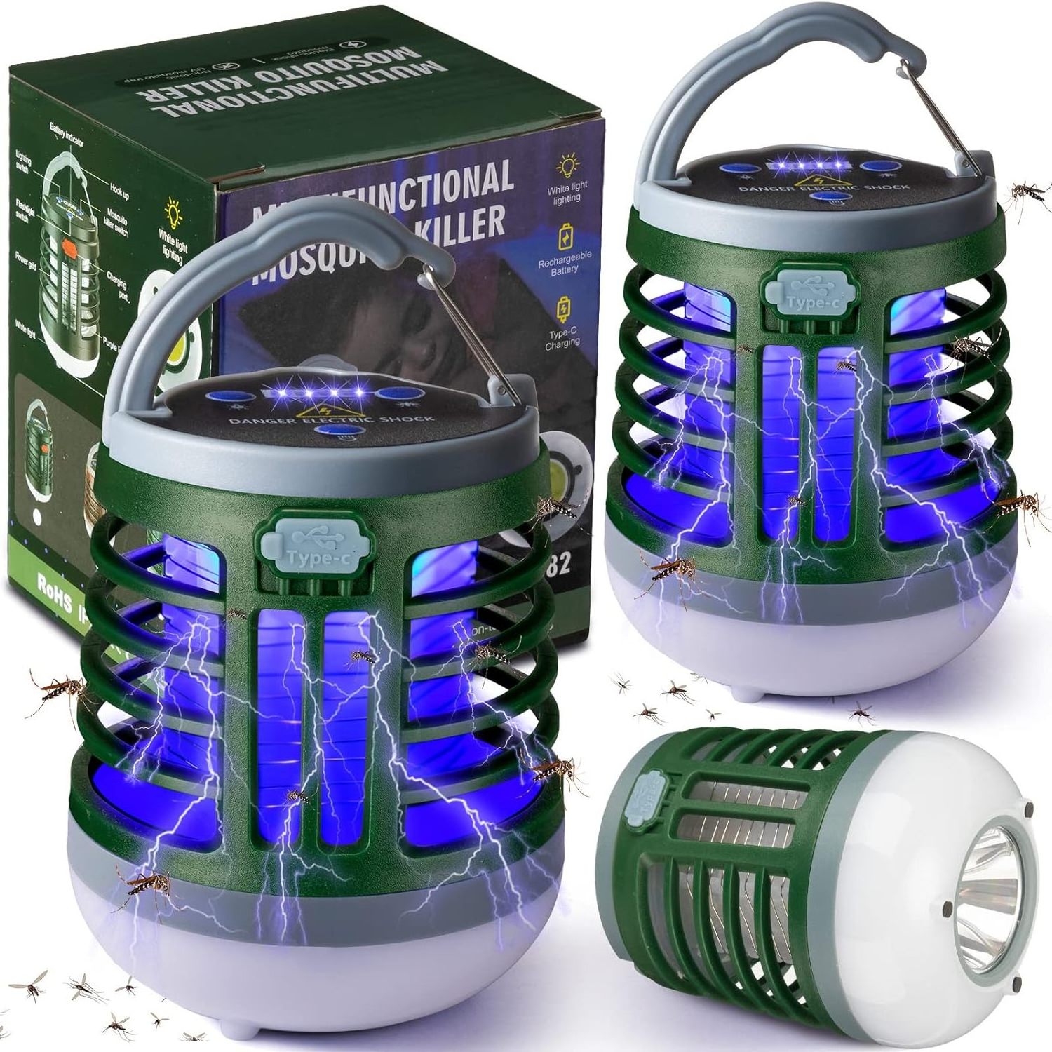 JZ Outdoor portable hand-held customized design powerful uv light fly killer bug zapper traps