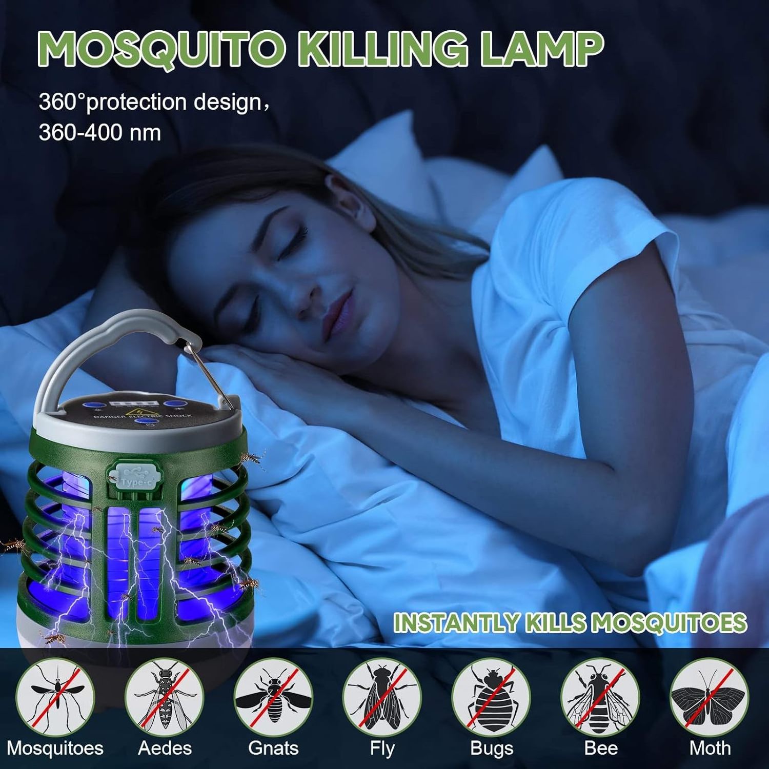 JZ Outdoor portable hand-held customized design powerful uv light fly killer bug zapper traps