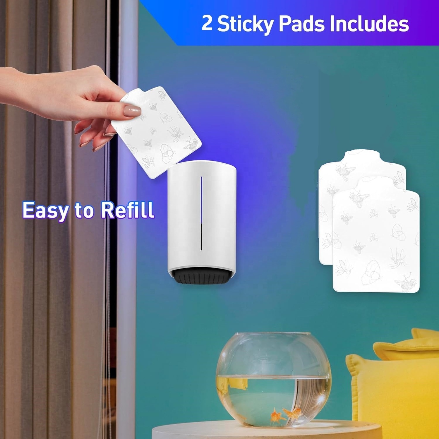 JZ Indoor bedroom Electric Wall hanging Fly Catcher Pest control Purple UV light Sticky Anti Mosquito Lamp Glue Trapper