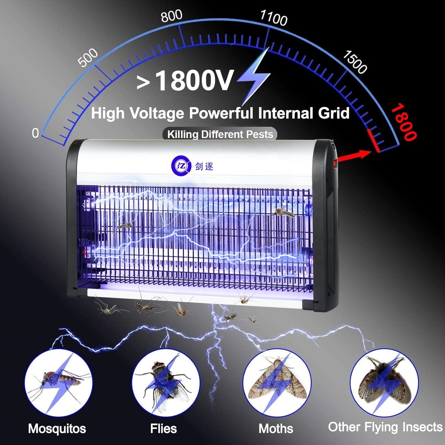 JZ Well-known Brand 40W Smart Bug Zapper flies moths mosqitoes UV attraction Lamp Flying insects killing Trap