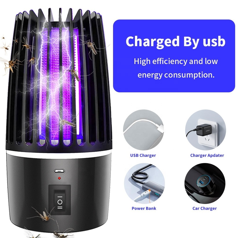 JZ 2 in 1 rechargeable LED indoor ultrasonic new lamp Fly Catcher UV Electric led Anti mosquito killing Lamp for Indoor