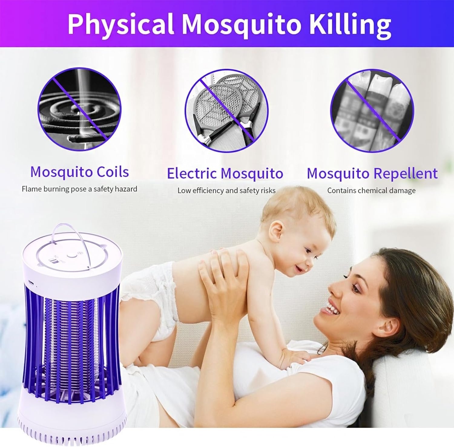 JZ Wireless Bug zapper with 2000MHA Battery Flies Moths Insects killing machine Electric Mosquito Killer lamp with UV light