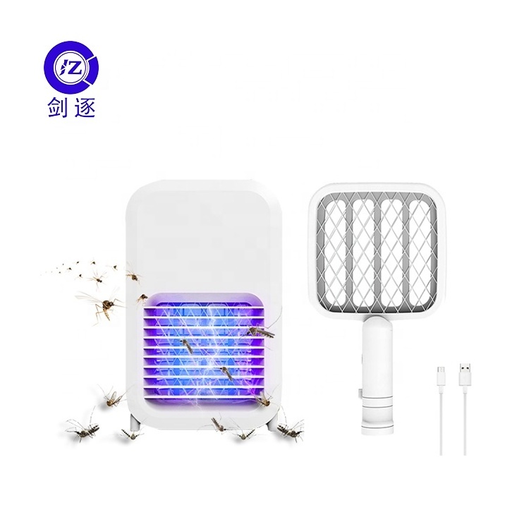 JZ Multifunctional 2-in-1 Rechargeable Flies Moths Mosquitoes Repeller Anti Mosquito Killing Lamp Mosquito Fly Swatter