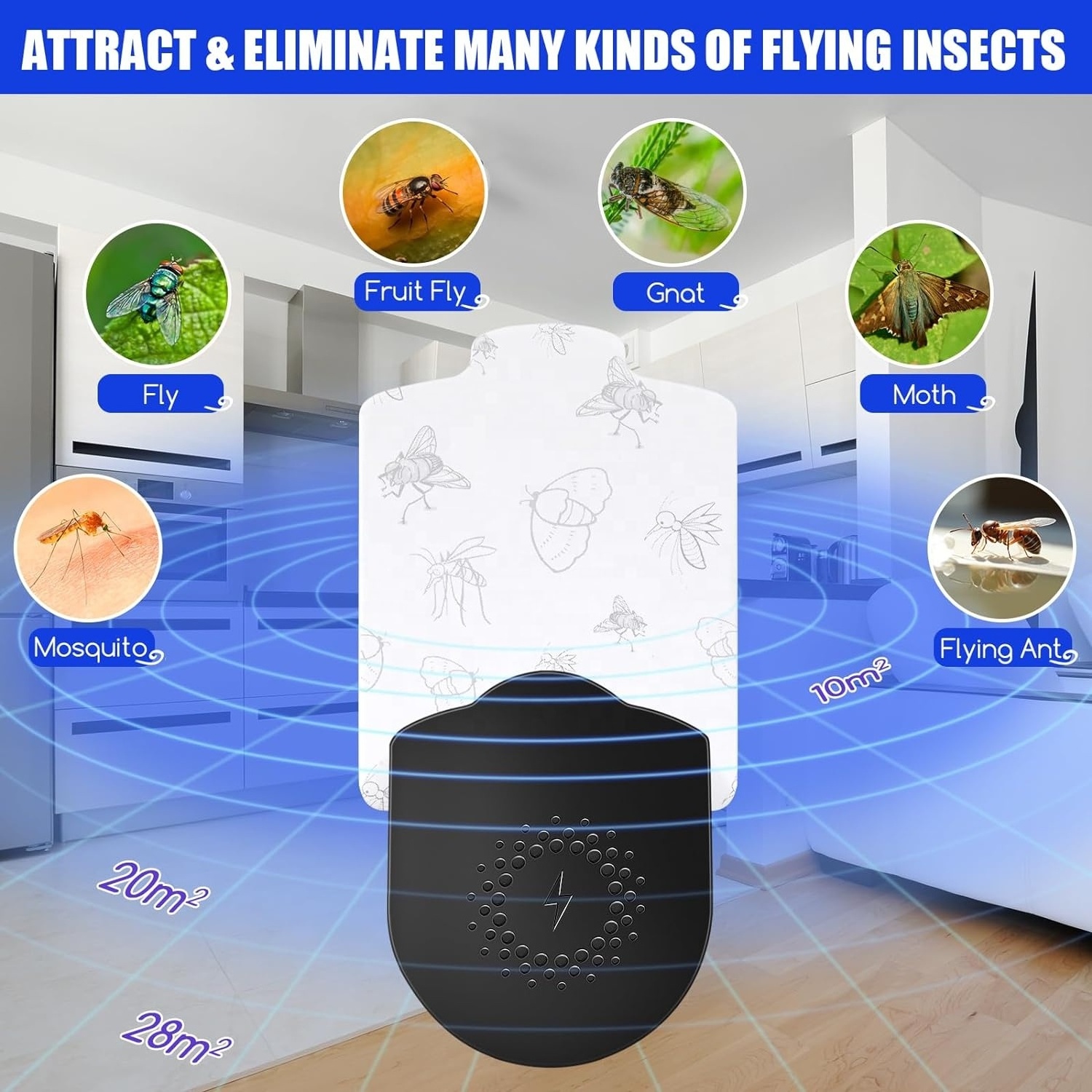 JZ Factory Direct Sale 2 Watt UVA Light Home Bug Zapper Sticky Insect Trap Fly Catcher Pest Control Lamp By Glue Trapper