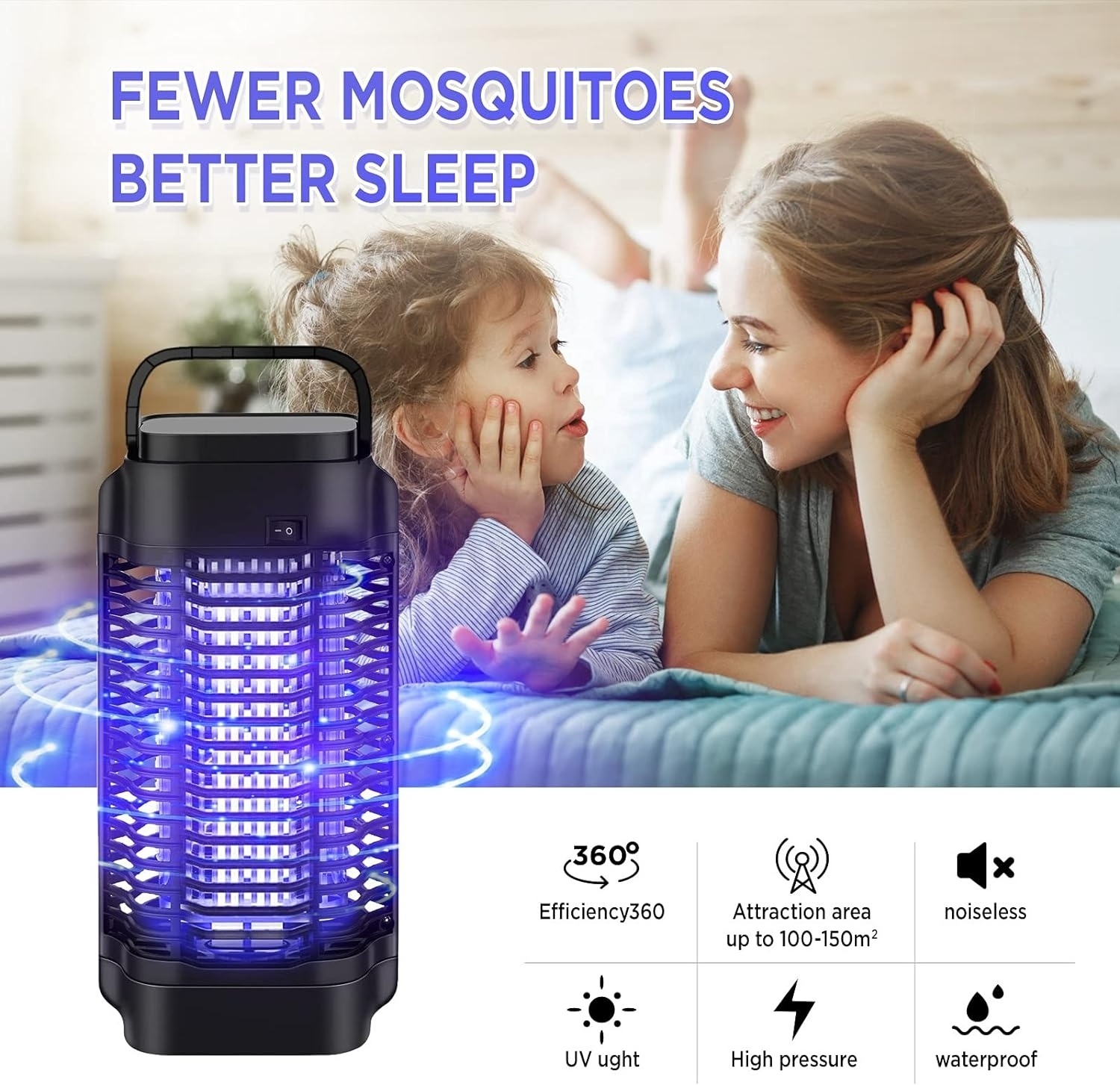 JZ Outdoor Black 18W Smart UV light Bug Zapper Moths Mosquitoes Flies Trap Anti Mosquito Lamp for Garden Farm Factory