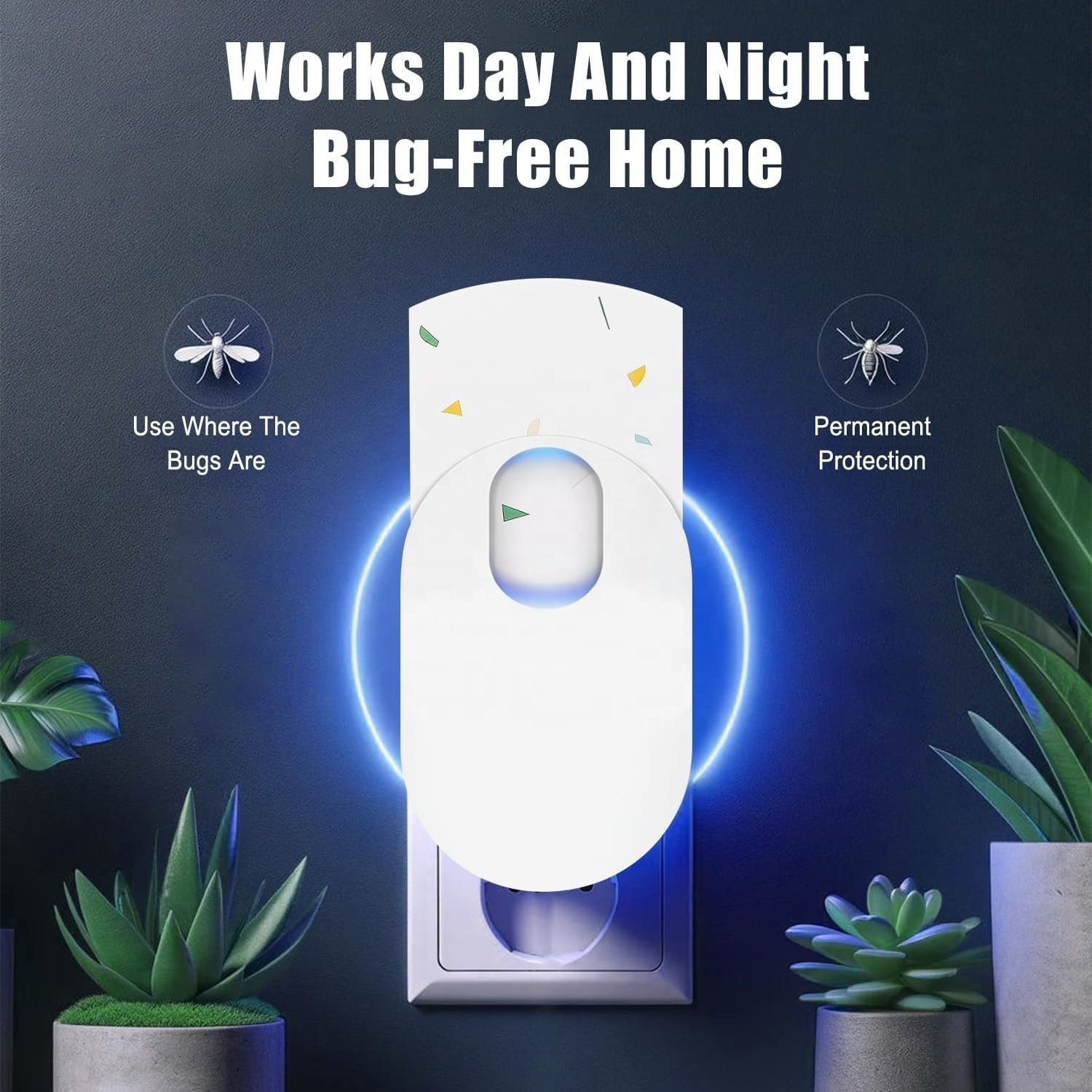 2023 new pest control design Indoor household plug in style UVA LED blue light electric power automatic fly catcher