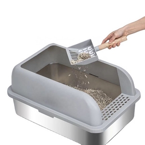 20L capacity stainless cat litter basin litter box for cat dog pet with scoop