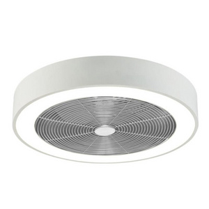 Drum Living Room Flush Light Fixture Modern Acrylic White Color Dimmable Led Ceiling Fan Lamp