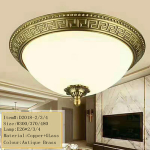 Vintage Copper Ceiling Light Modern Design Copper Ceiling Lamps With glass Shade