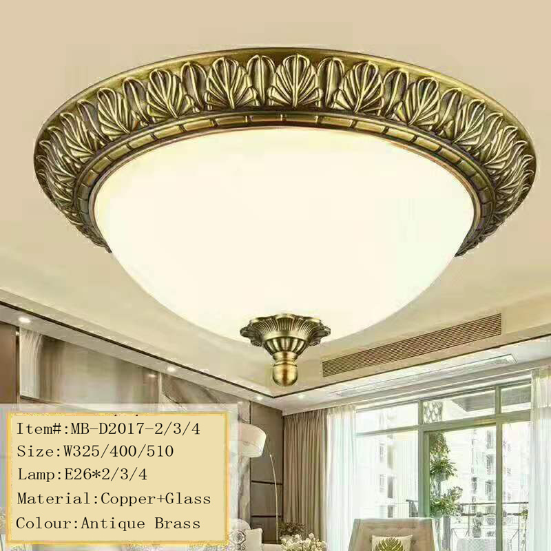 Vintage Copper Ceiling Light Modern Design Copper Ceiling Lamps With glass Shade