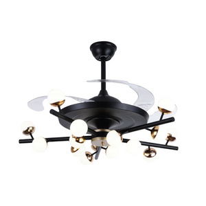 42 Inch Vintage decorative invisible ceiling fan light with ABS hidden blades remote control With LED Lighting