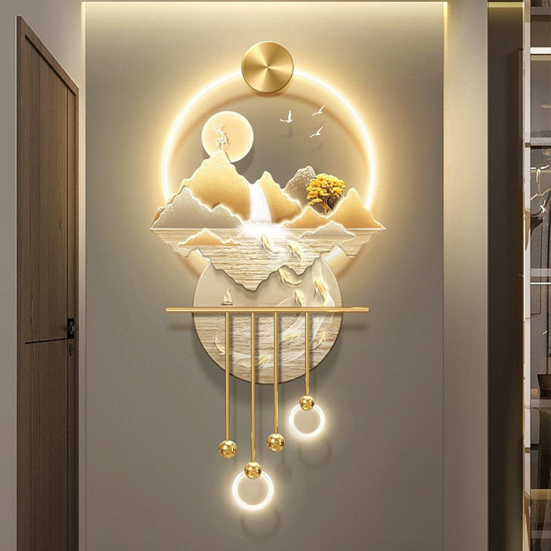 Light luxury flowing water wealth decorative painting 3D acrylic LED art Acrylic led wall art 3D acrylic led wall art