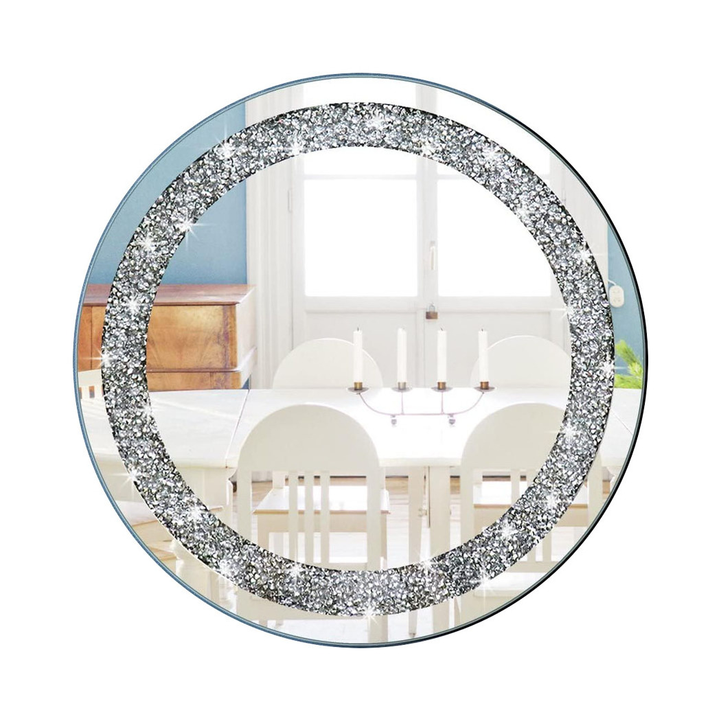 Crystal Crushed Diamond Mirror for Wall Decoration Wall Hang Frameless Sparkly  Silver Mirror Glass Stunning Home Diamond Decor