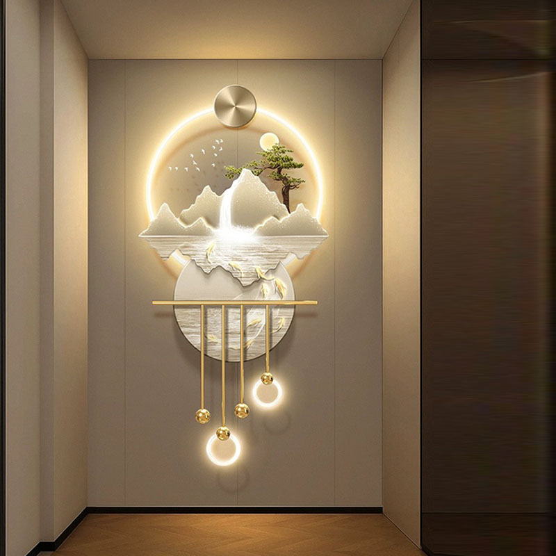 Light luxury flowing water wealth decorative painting 3D acrylic LED art Acrylic led wall art 3D acrylic led wall art