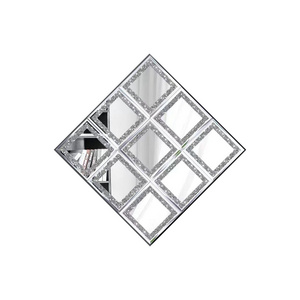 Full Length Mirror Tiles,Crystal Crush Full Body Wall Diamond Mirror, 8PCS Glass Frameless Crush Diamond Mirrors Wall Decor 6in