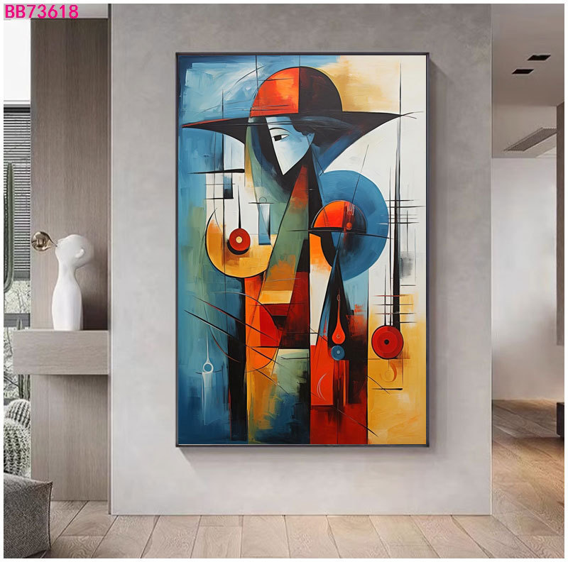 Modern Pop Art Canvas Painting Geometric Abstract Art Poster Picture Black Portrait Painting Wall Art For Bedroom Decor