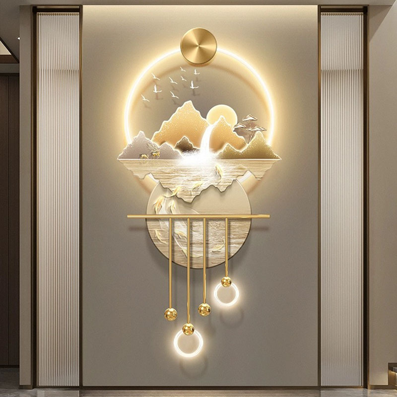 Light luxury flowing water wealth decorative painting 3D acrylic LED art Acrylic led wall art 3D acrylic led wall art