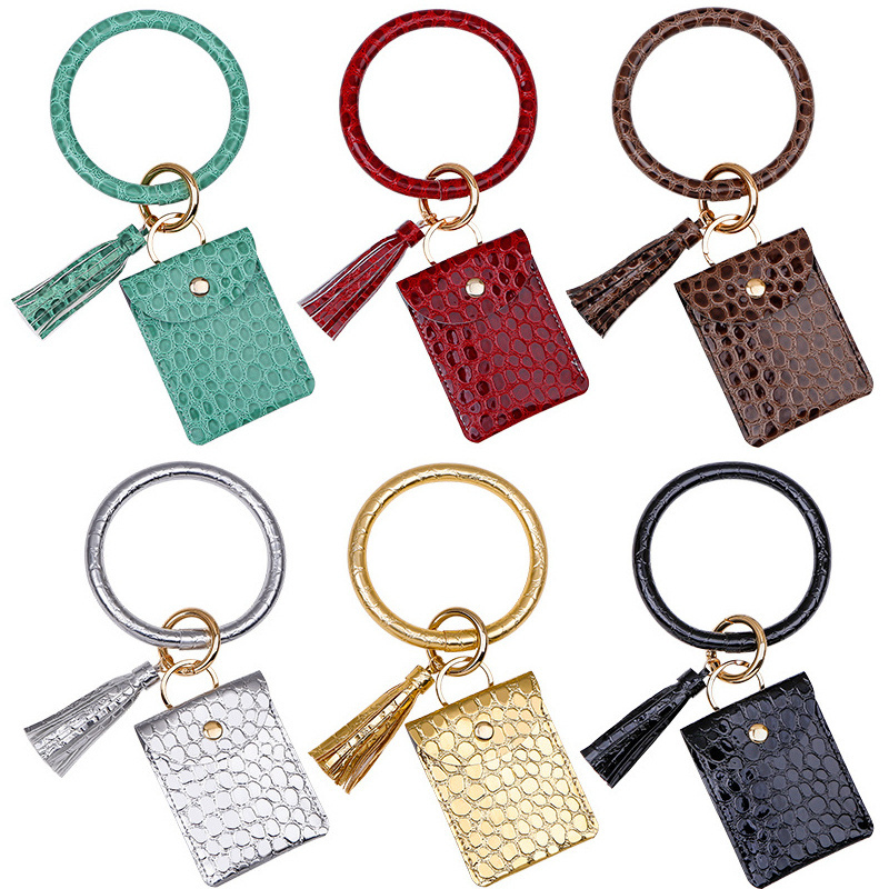 KOMI 2022 New Coin Purse Gifts PU Tassel Leather Pattern Crocodile Card Bag Bracelet Charm Keychains