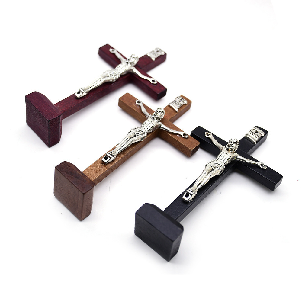 Wholesale Holy Land wooden cross for Home Chruch Table Decoration Religious Standing prayer Wood cross Jesus Crucifix Decor