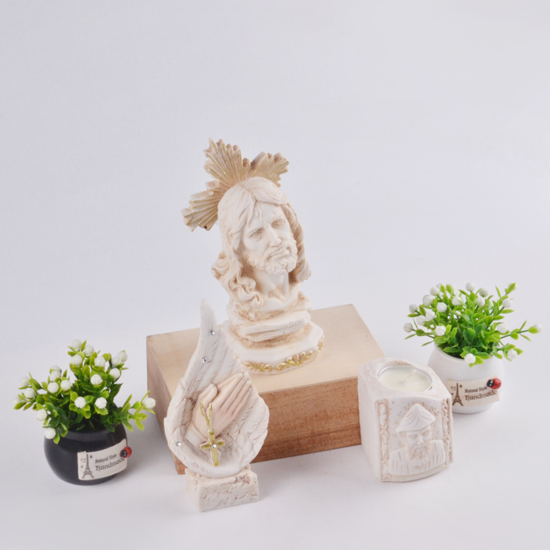 KOMI Home Decorations Garden Statues Wholesale Resin Religious Angels Figurine Table Pillar Standing Ornaments