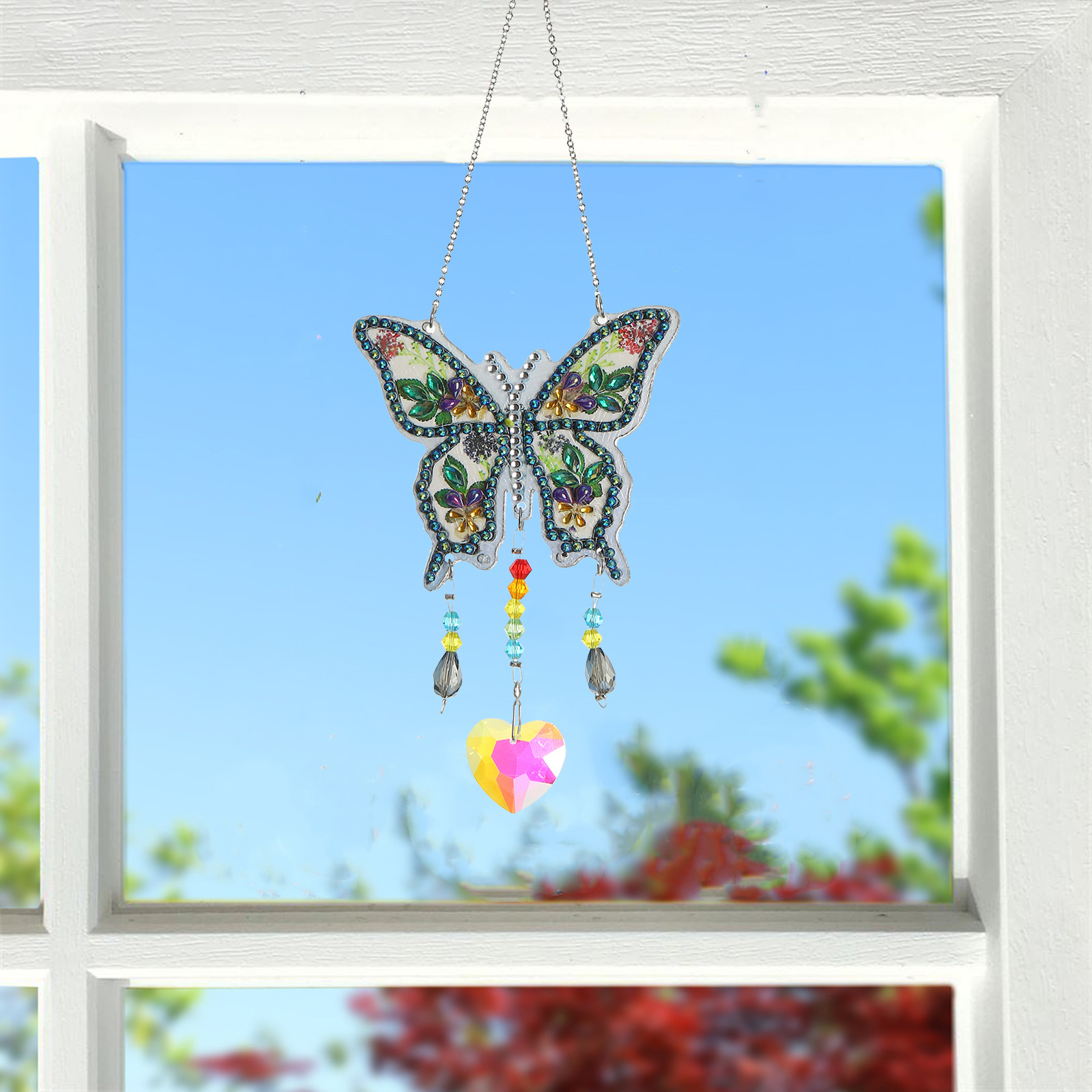 Butterfly Diamond Painting Crystal Pendant Butterfly Window Wind Chime Pendant Decor Wall Ornaments Home Decor