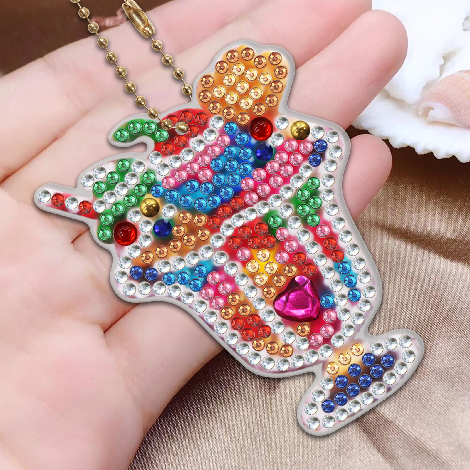 5D Diamond Painting Keychain Pendant Leaves Keychain Diamond Painting Umbrella Keychain Bag Decoration Handmade Gift