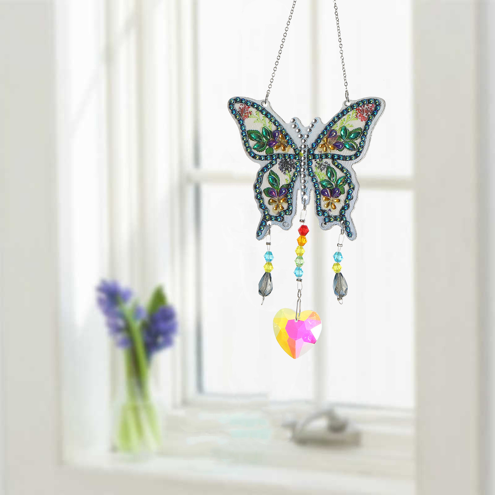 Butterfly Diamond Painting Crystal Pendant Butterfly Window Wind Chime Pendant Decor Wall Ornaments Home Decor