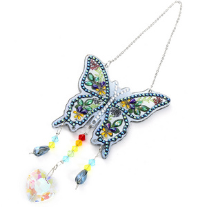 Butterfly Diamond Painting Crystal Pendant Butterfly Window Wind Chime Pendant Decor Wall Ornaments Home Decor