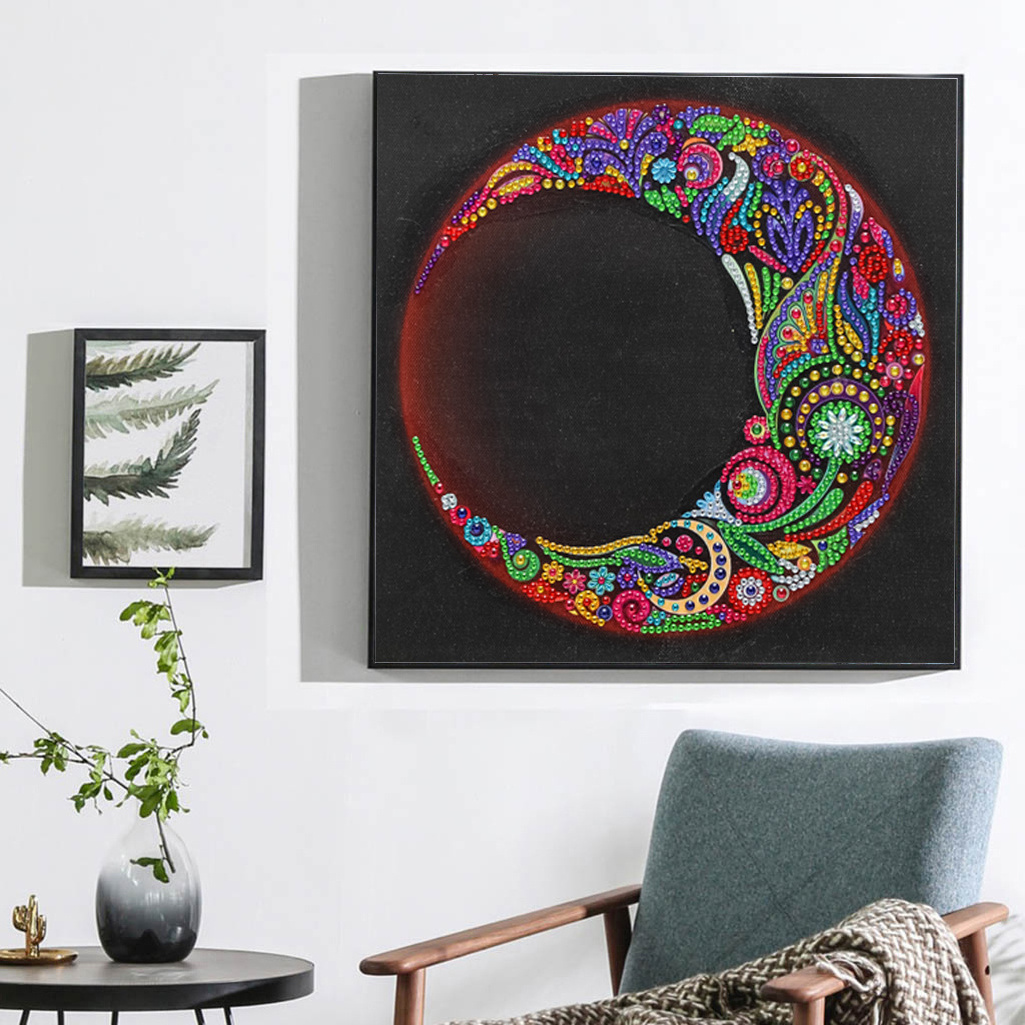 Special Shaped Diamond Painting DIY 5D Partial Drill Cross Stitch Kits Moon Diamond Art Painting Wall Art